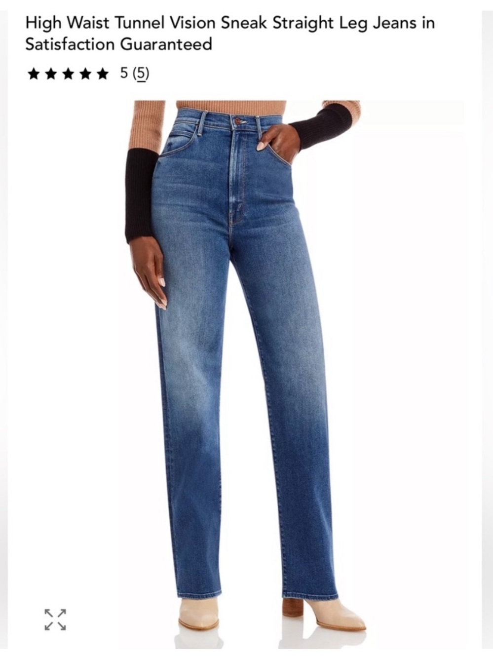 MOTHER High-Rise Tunnel Vision Straight Leg Jeans - Medium Blue